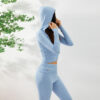 Hoodie Suit Women Leisure Sexy Zip Long Sleeve Sweater And High Waist Long Pants Set - Image 6