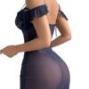 Navy Blue Sexy Lingerie Set Long Dress Split - Image 2