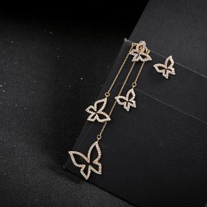 Zircon Butterfly Asymmetrical Stud Earrings
