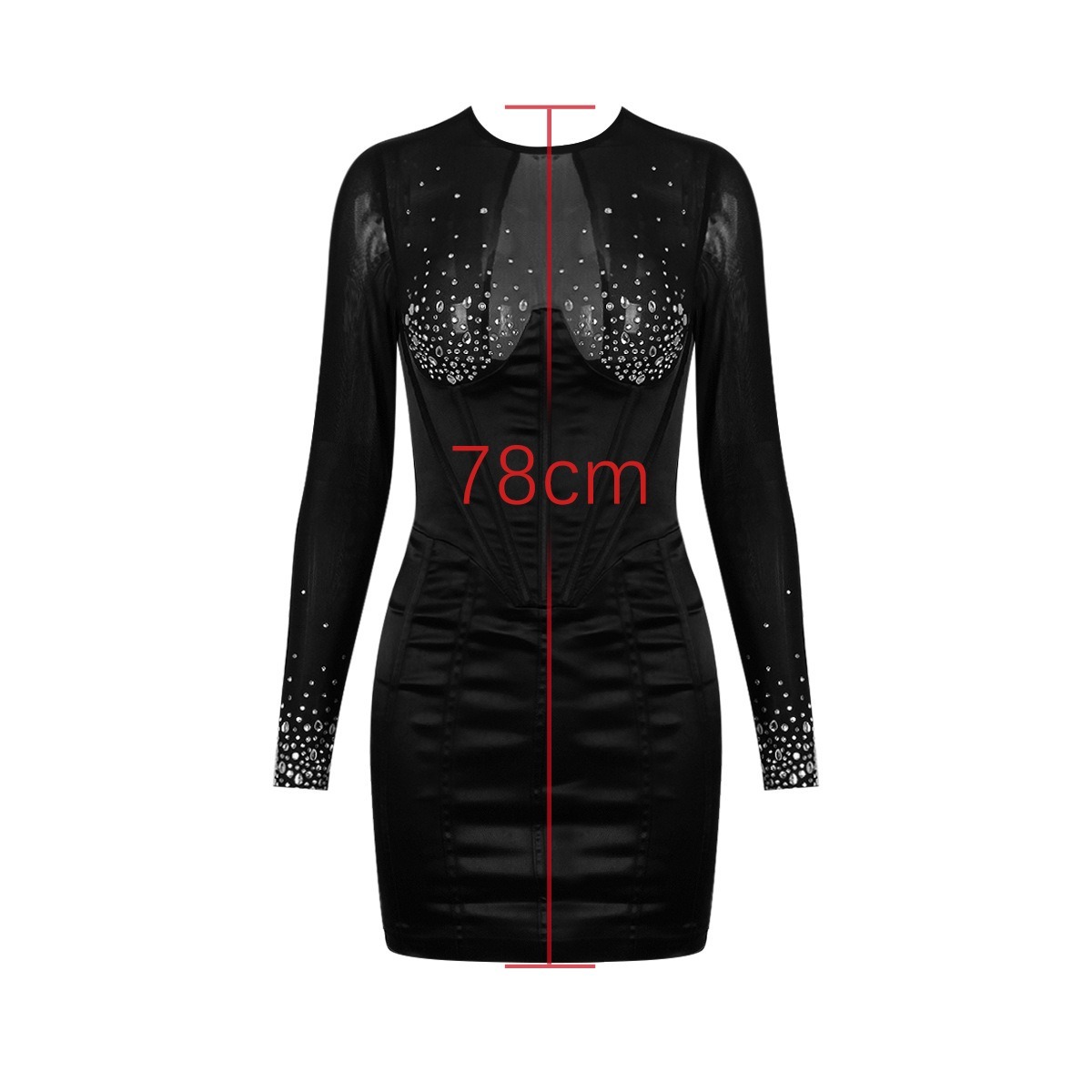 Women's Hot Rhinestone Fishbone Hot Girl Skinny Hip Skirt Black Dress - Image 3