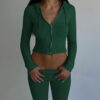 Hoodie Suit Women Leisure Sexy Zip Long Sleeve Sweater And High Waist Long Pants Set - Image 10