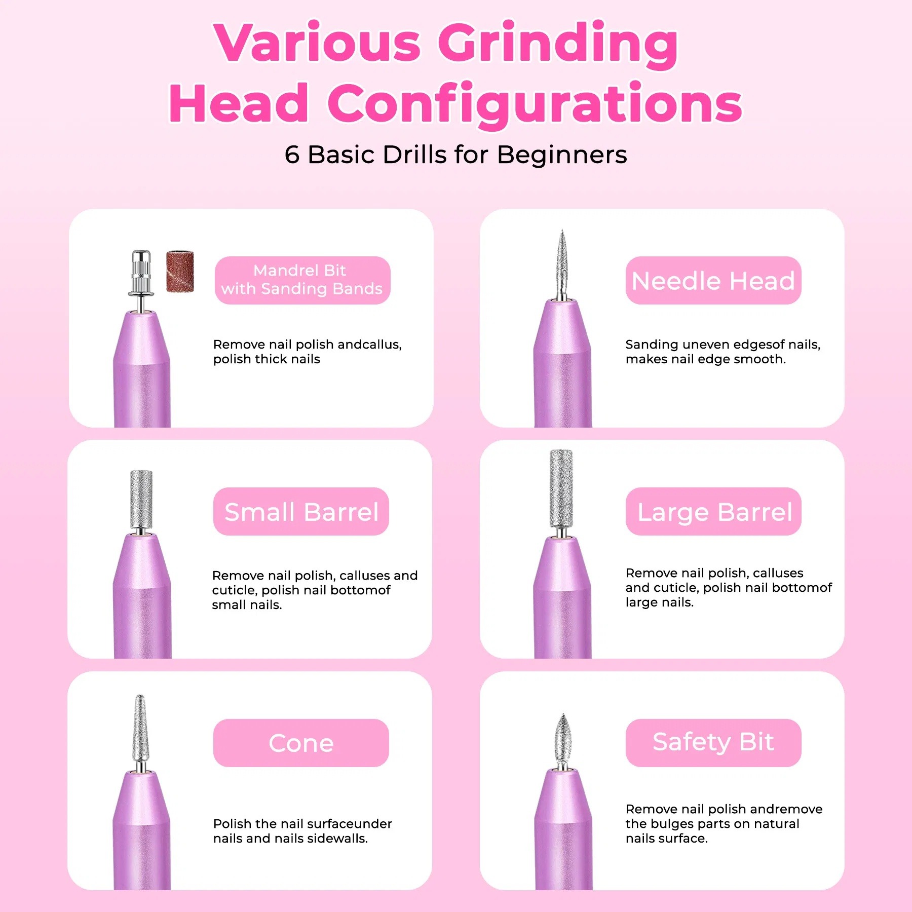 Portable Electric Nail Drill, Professional Nail File Kit For Acrylic, Gel Nails, Manicure Pedicure With Nail Drill Bits Sanding Bands Rose Gold - Image 4