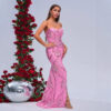 Wrapped Chest Off-neck Sheath Sequined Banquet Fishtail Evening Dress - Image 2