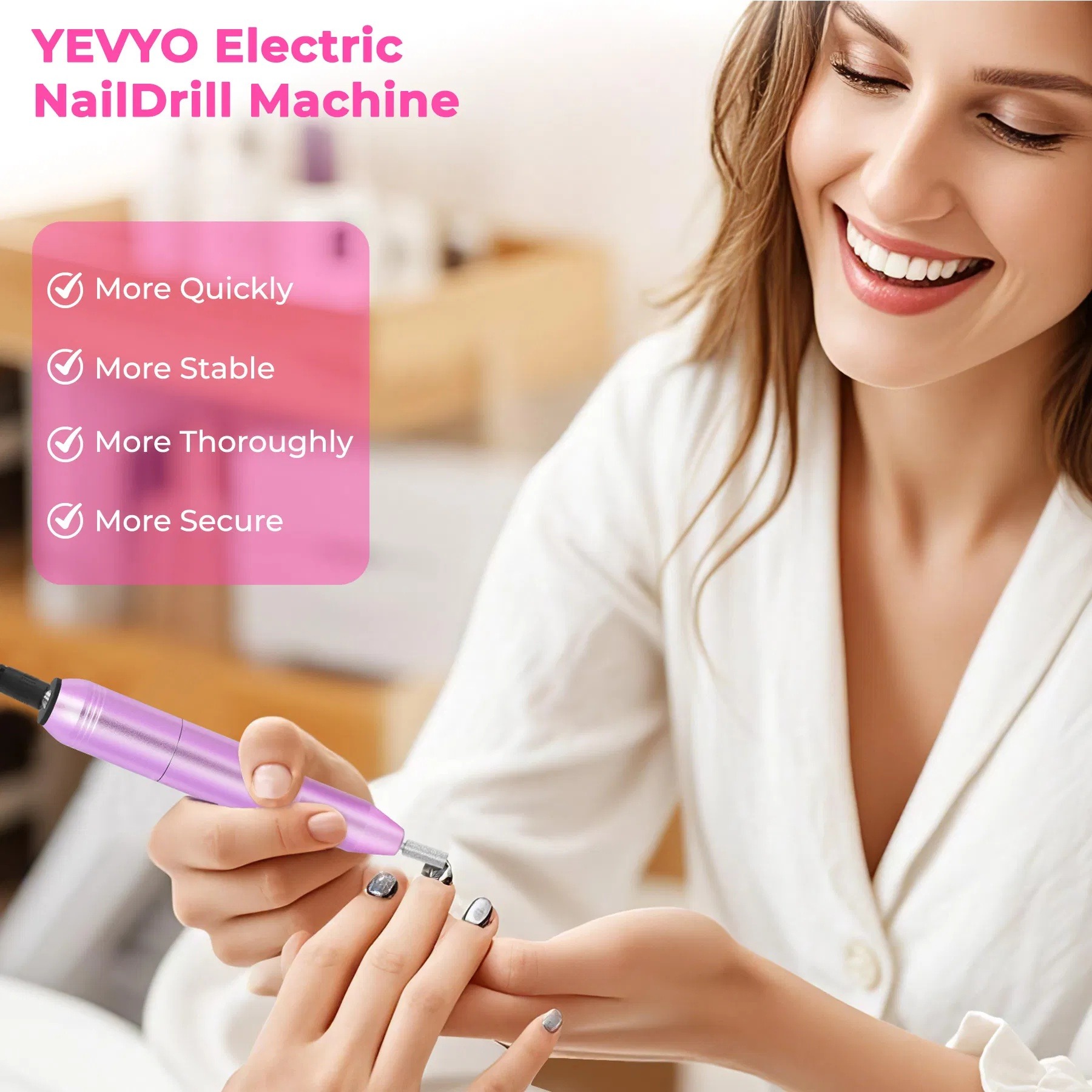 Portable Electric Nail Drill, Professional Nail File Kit For Acrylic, Gel Nails, Manicure Pedicure With Nail Drill Bits Sanding Bands Rose Gold - Image 2