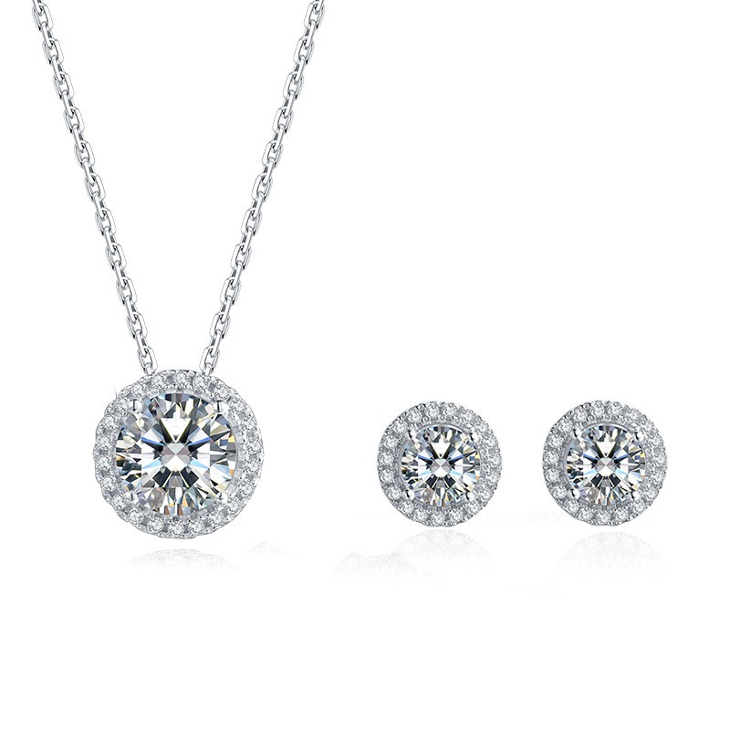 S925 Sterling Silver Moissanite Jewelry Set - Image 2