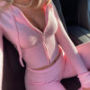 Hoodie Suit Women Leisure Sexy Zip Long Sleeve Sweater And High Waist Long Pants Set - Image 8