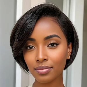 Front Transparent Lace, Styling Hair Scissors, Female Short Straight Hair Non-toxic Wig Human Hair, Wavy Wig Human Hair, No Glue.