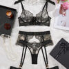 Women's Four-piece Embroidered Sexy See-through Underwear - Image 2