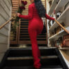 Hoodie Suit Women Leisure Sexy Zip Long Sleeve Sweater And High Waist Long Pants Set - Image 5