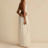 2pcs Women's Dress Suit Sexy Sleeveless Backless Cropped Halter Top And Pleated Long Skirt Beach Clothing - Image 2