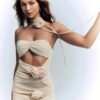 2023 Women's Slim Summer French Hollow Three-dimensional Halter Neck Tube Top Dress - Image 4