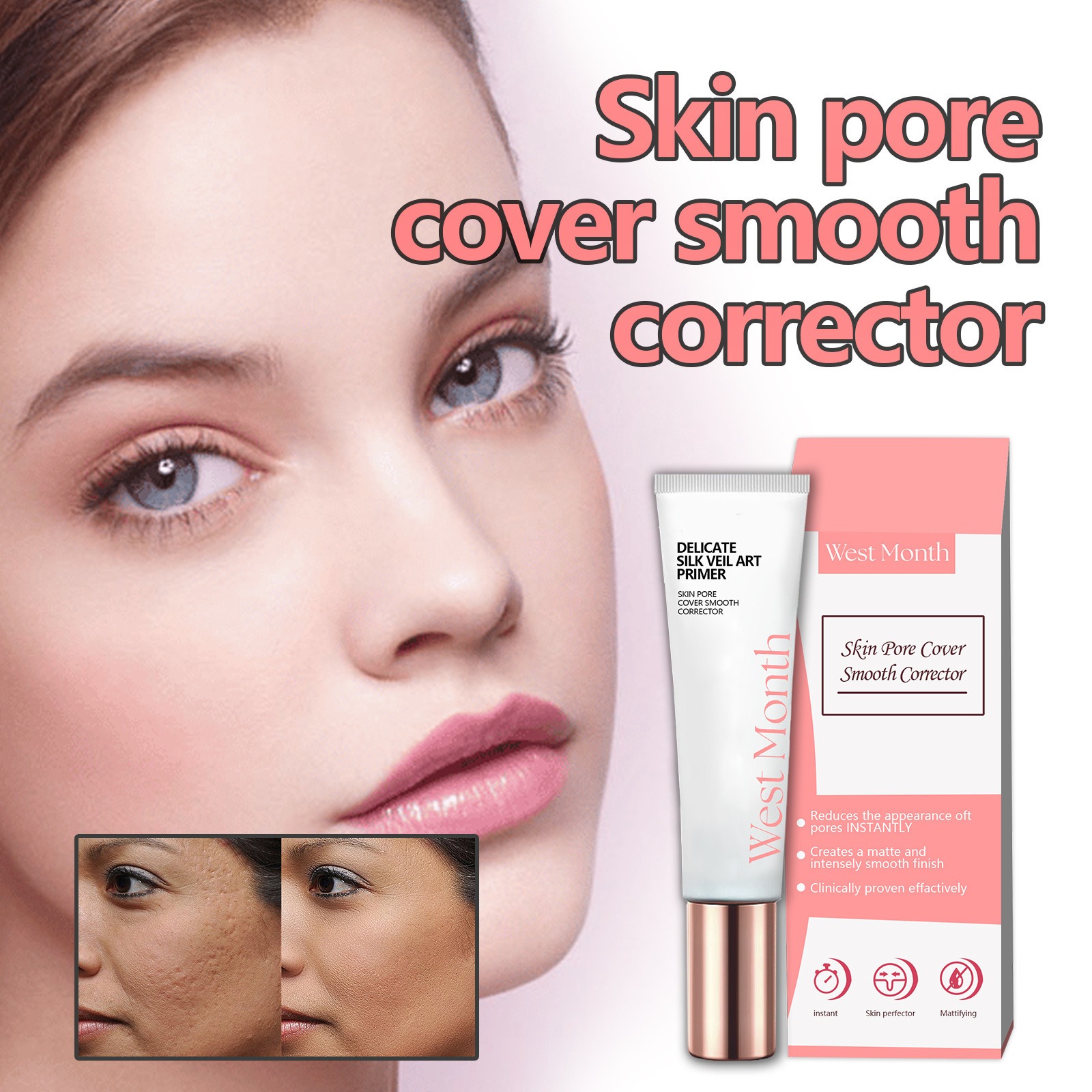 Invisible Pores Make-up Primer Natural Lightweight Brightening Skin Color - Image 5