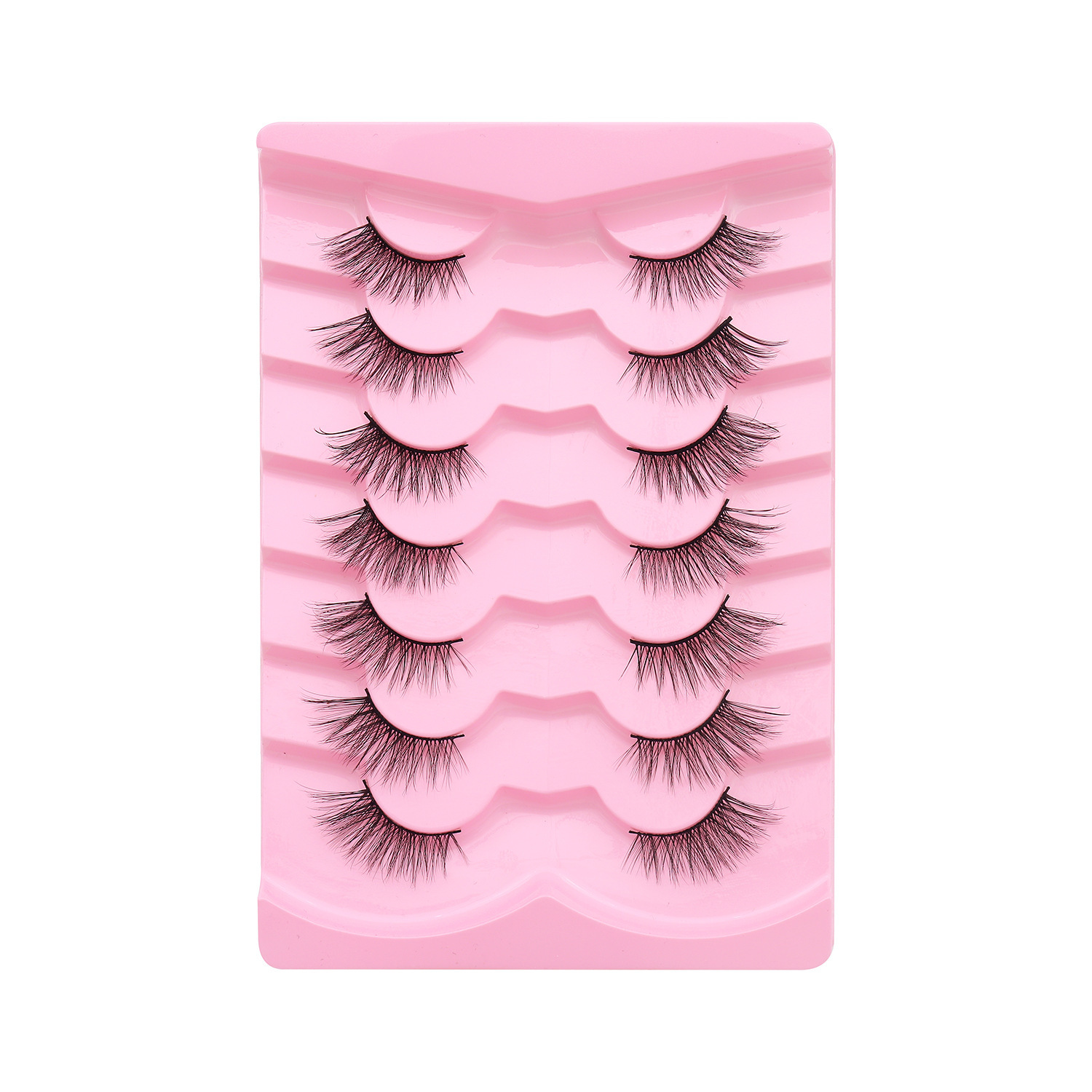 Natural Lashes Wispy Lashes Natural Look False Eyelashes Natural Flared Eyelashes False Eye Lashes Soft Fluffy Lashes 7 Pairs 6mm Gradual 13mm Cat's Eye Transparent Stem Eye Tail Elongated Half Eye Na - Image 5