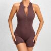 Zippered Yoga Fitness Shorts Jumpsuit Sleeveless Tummy Control Stretch Shapewear Butt Lifting Sportswear Women - Image 4