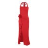 Elegant Slim Three-dimensional Flower Split Dress - Image 4
