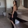 Female Fashionable With Side-slit Slim Fit Bodysuit - Image 4