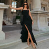 Elegant Slim Three-dimensional Flower Split Dress - Image 7
