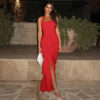 Elegant Slim Three-dimensional Flower Split Dress - Image 5