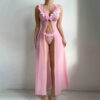 Sexy Slit See-through Suspender Skirt Long Skirt T Back Sexy Nightdress Two-piece Set - Image 3