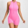 Zippered Yoga Fitness Shorts Jumpsuit Sleeveless Tummy Control Stretch Shapewear Butt Lifting Sportswear Women - Image 3