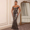 Women's Fashion Off-shoulder Mesh Slim Fit Dress - Image 4