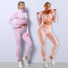 3PCS Yoga Set Seamless Sport Set Women Gym Clothing Leggings Women Crop Top Sports Bra Women Fitness Gym Set Womens Outfits Tracksuit - Image 9