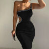 Hot Drilling Midriff Outfit Tight Dress - Image 5