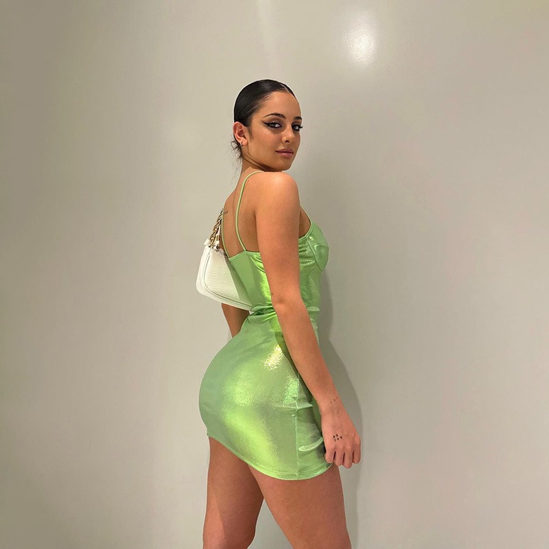 Ice Cream Color Sling PU Hip Skirt - Image 5