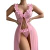 Sexy Slit See-through Suspender Skirt Long Skirt T Back Sexy Nightdress Two-piece Set - Image 2