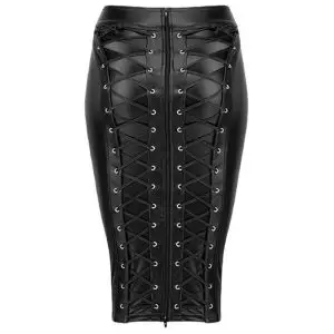 High-waisted PU patent leather hip skirt