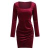 Waist-tight Women's Clothing Fashion Square Collar Autumn And Winter New Long Sleeve Dress Women - Image 8