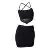 Hot Girl Spaghetti Straps Chest Wrap Short Skirt Lace-up Two-piece Set - Image 4