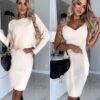 2pcs Suit Women's Solid Stripe Long-sleeved Top And Tight Suspender Skirt Fashion Autumn Winter Slim Clothing - Image 7
