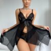 Sexy Halter Mesh See-through Pajamas Nightdress Sexy Suit - Image 3