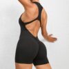 Zippered Yoga Fitness Shorts Jumpsuit Sleeveless Tummy Control Stretch Shapewear Butt Lifting Sportswear Women - Image 6