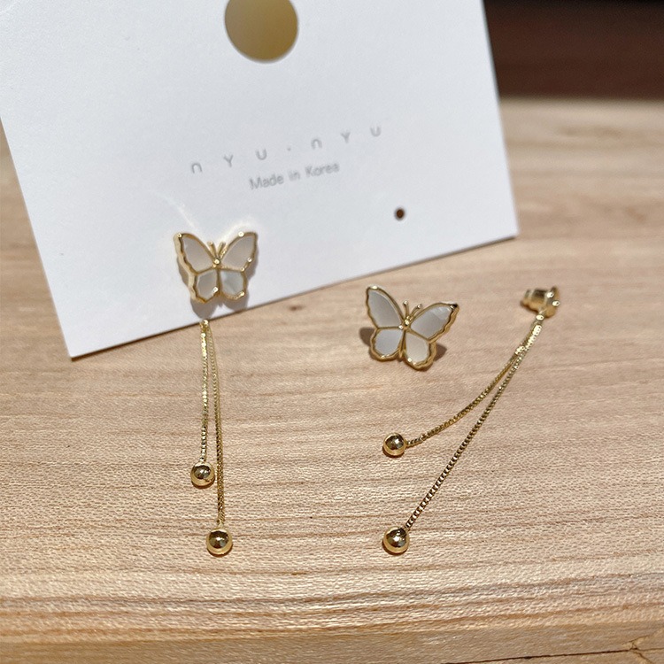 Super Fairy White Mother Butterfly Earrings Long Temperament Earrings - Image 4
